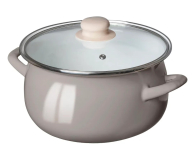 Altom Garnek emaliowany 22cm z pokrywą szklaną 3,5l taupe - 1580546 - zdjęcie 1